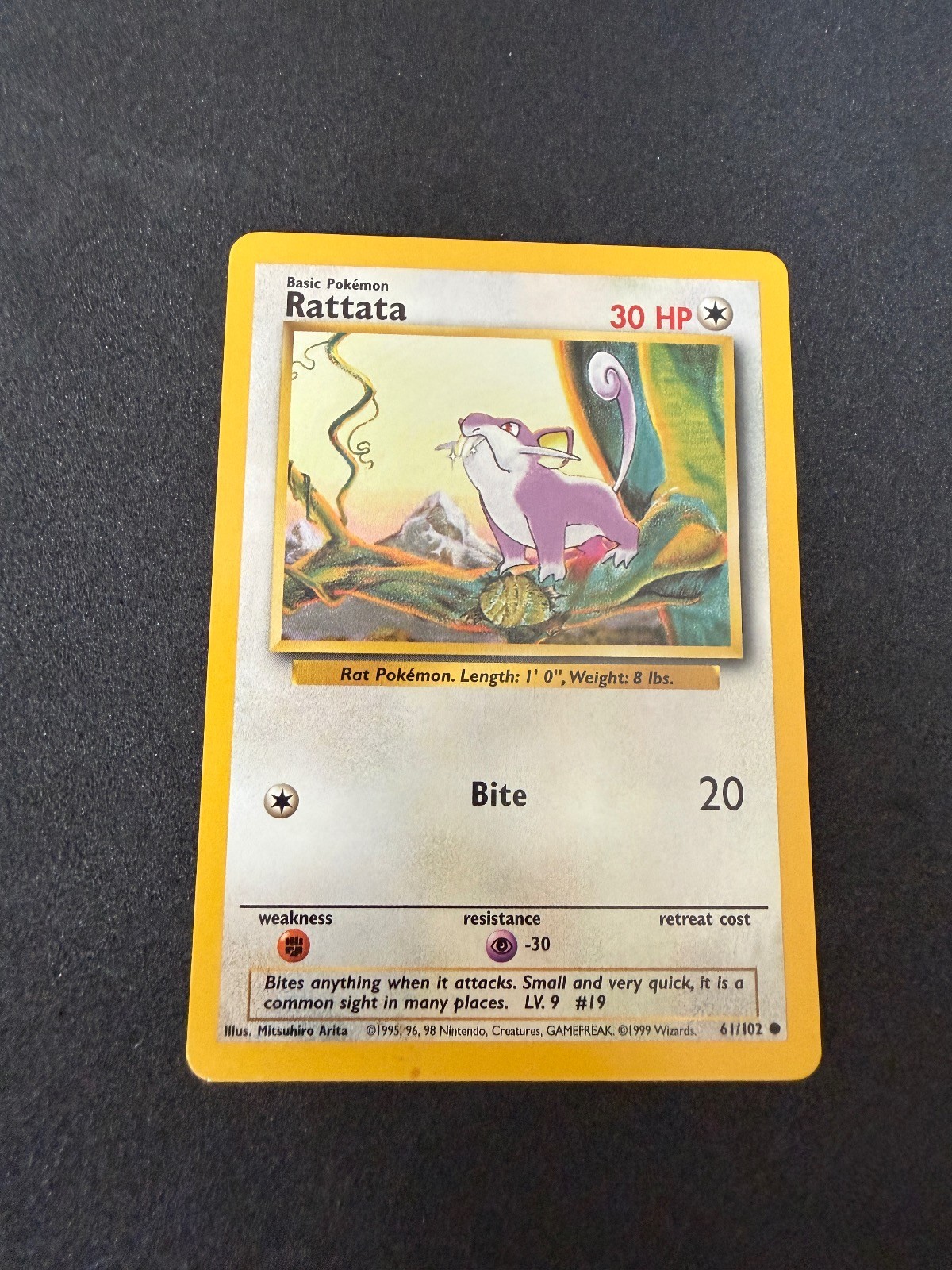 Rattata 61/102 Common Base Set Unlimited Pokemon Moderately Played
