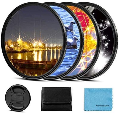 58mm Star Filter 4 Pieces Starburst Lens Filter(4 Points,6 Points,8 Points,12...