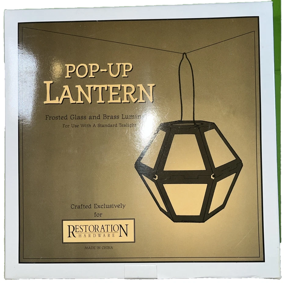 Farol de luz de té emergente para restauración vidrio esmerilado y metal negro cuelga Foto 2 de 4