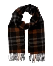 Hickey Freeman Exploded Plaid Cashmere Scarf Men's Brown Os