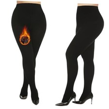 Plus Size Fleece Lined Tights Opaque Thermal 3X-Large-4X-Large Plus Black