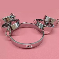 Metal Bondage Collar Handcuffs Ankle Cuffs Neck for Restraint Slave Cosplay BDSM