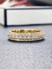 Gold Cubic Zirconia Eternity Band Ring Stackable Daily Wear Size 5 6 7 8 9 10