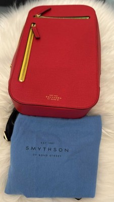Smythson Bags Leather Shoulder Crossover Bag Red Yellow Green Zip W/ Pouch Auth