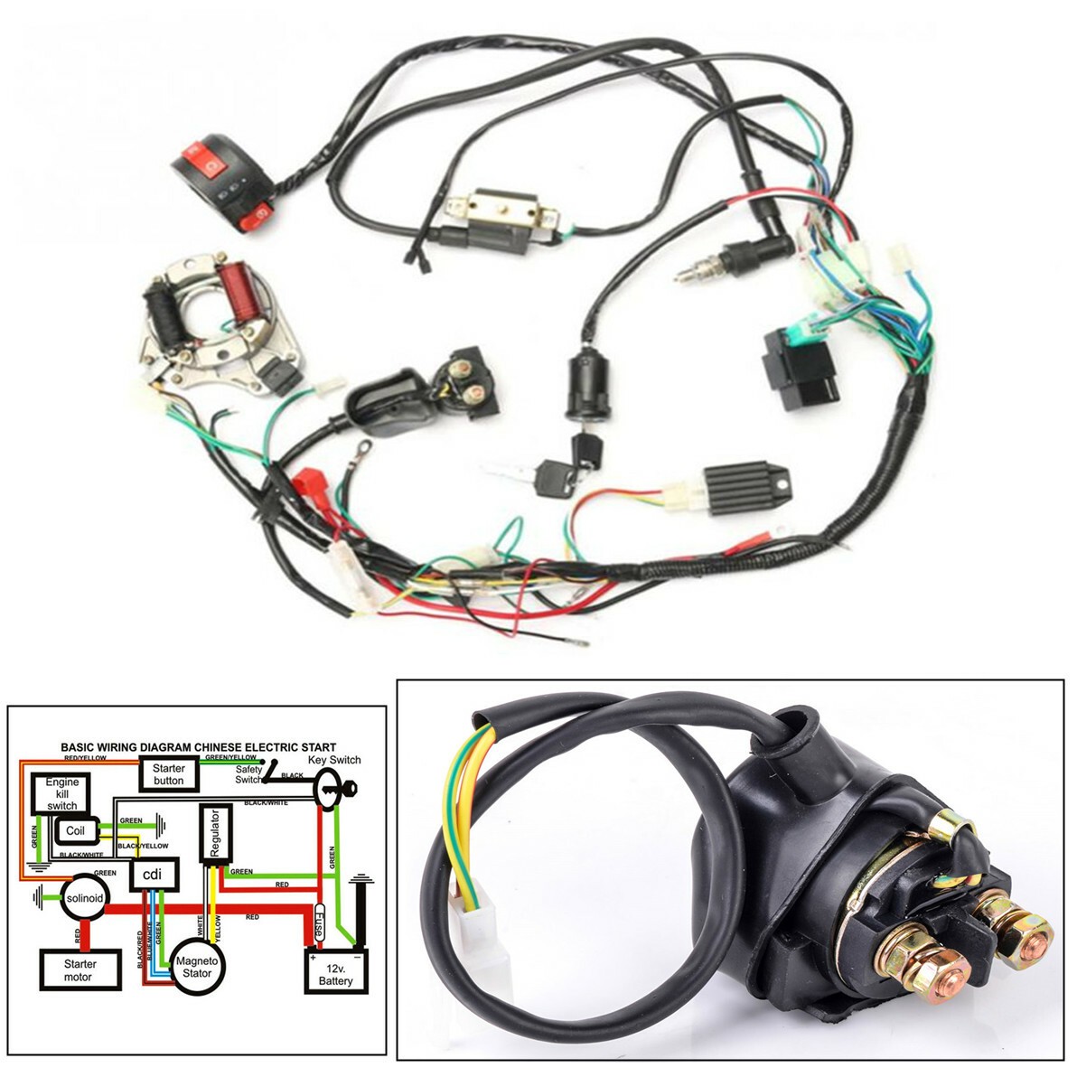 50cc-125cc CDI Wire Harness Stator Assembly Wiring For Chinese ATV