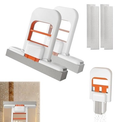 2 Sets Mini Faltbarer Mop, Verbesserte mit 4 Moppköpfen, Saugfähig