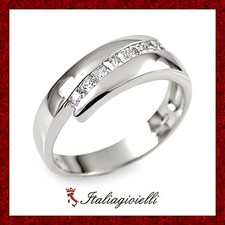 Sontuoso Anello a Fascia in Argento 925 Rodiato Oro Bianco Donna