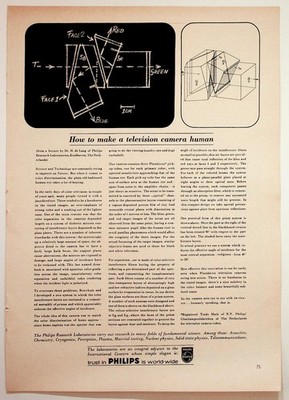 Vintage Philips Color TV Camera Technology Article Diagram Eindhoven Netherlands
