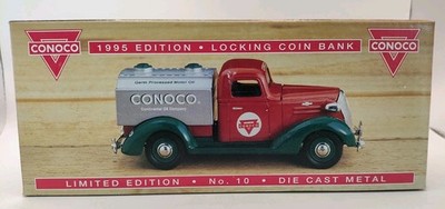 Conoco 1937 Chevy Tanker Die Cast Metal Locking Bank Liberty Classics Collector