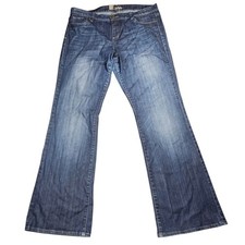 Kut from the Kloth Women 16 Dark Wash Flare Leg Jeans Blue Denim Mid Rise Pocket