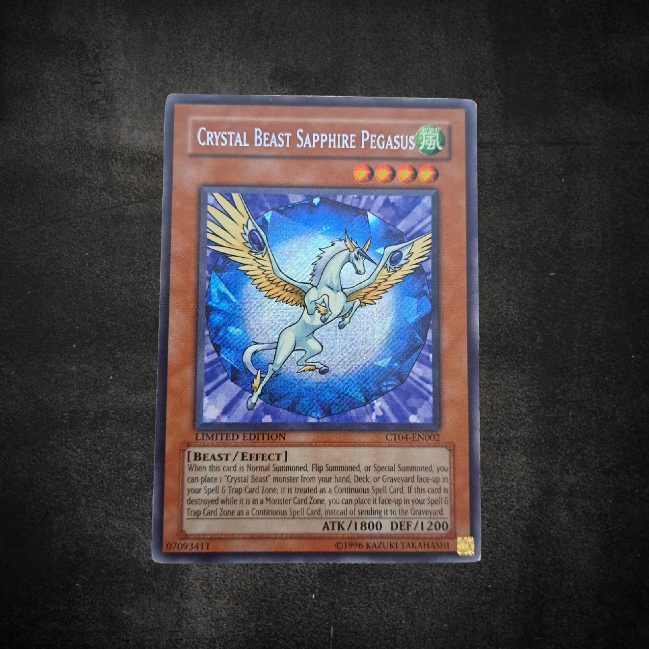 Yu-Gi-Oh Crystal Beast Sapphire Pegasus CT04 Secret Rare Limited Edition