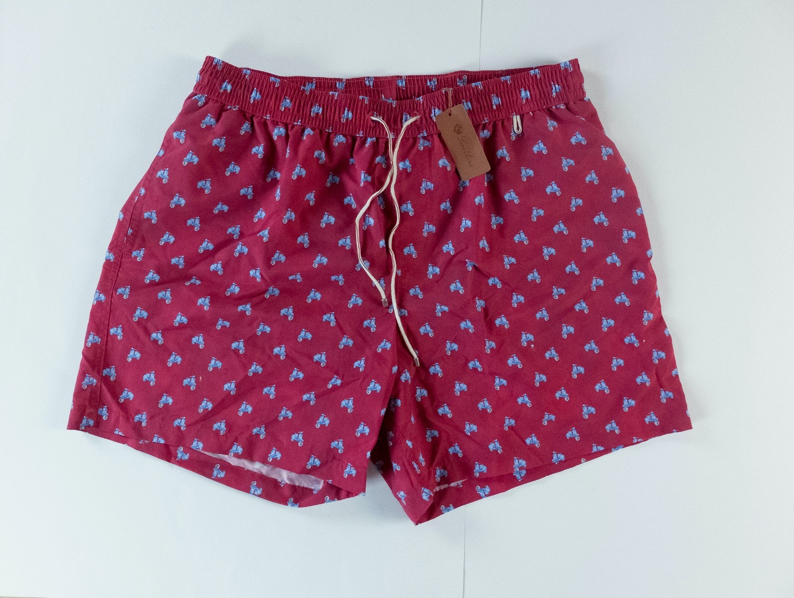 LORO PIANA red Bay Toys Vespa print swim shorts Size Large authentic NWT