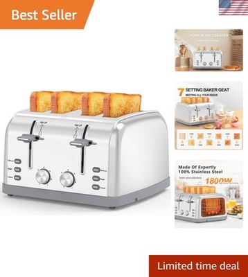 Toaster 4 Slice Retro Stainless Steel,Best Prime 4 Slice Toaster Wide Solt wi...