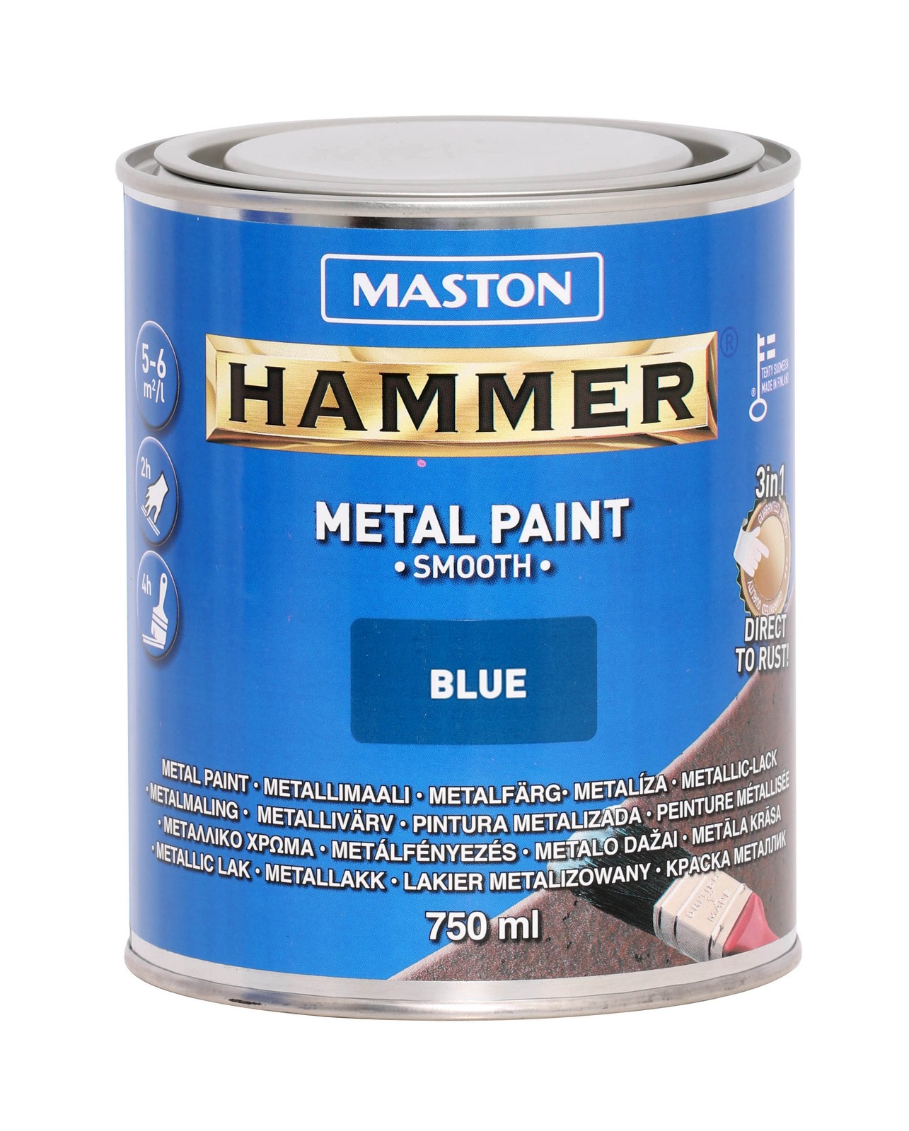 Maston Hammer Smooth Primer & Surface Paint Anti-Rust Indoor Outdoor Blue 750mL
