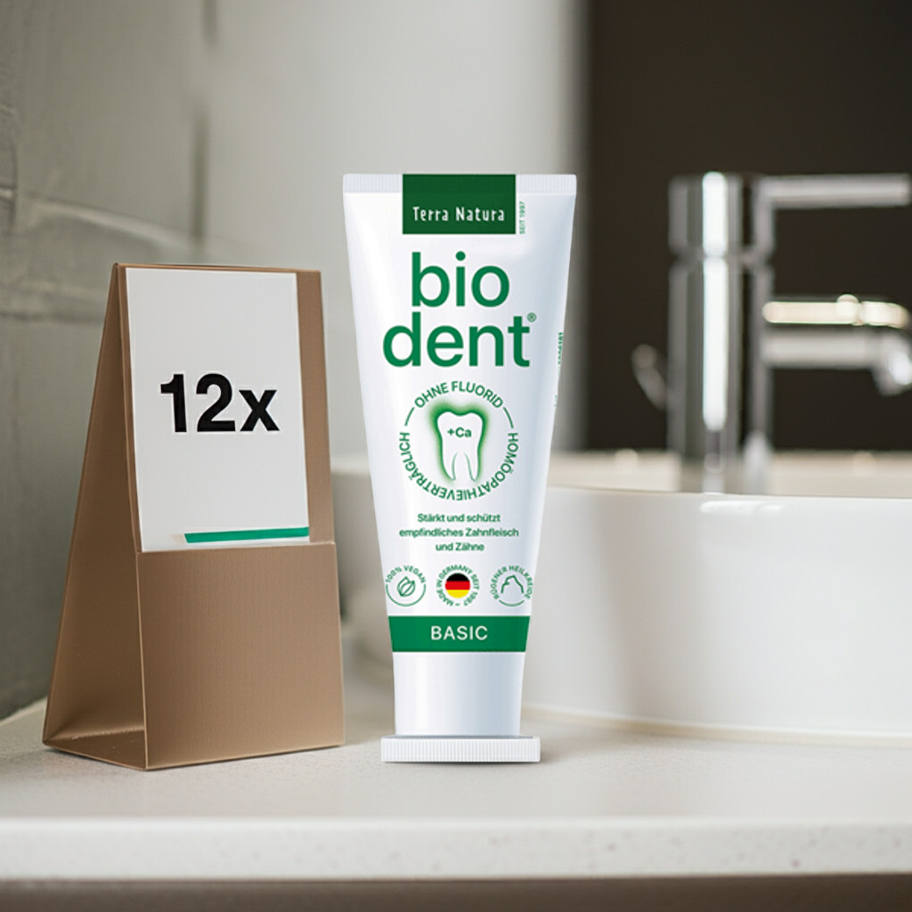 12 x Basic Biodent Zahncreme - Terra Natura Zahnpasta - 75ml