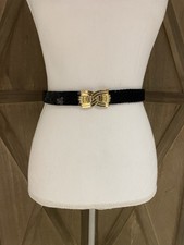 Vtg 80  s Women  s Black Sequin Belt W/ Gold Tone Buckle Stretchy Gothic Grunge