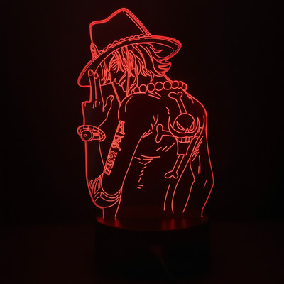 One Piece LED Anime Light - Transparent Acrylic, Multi-Color, Fire Fist Ace