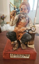 1974  LIONSTONE Whiskey Decanter Watchmaker Porcelain 9" Japan Empty