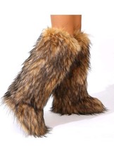 Valpeak Womens Faux Fur Boot Fluffy Long Furry Boots for Girls Size 10 42 
