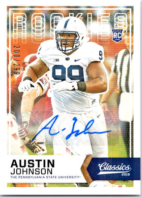 2016 Panini Classics Rookies Austin Johnson #286 Auto (RC)