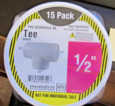  15-Pk Charlotte Tee Fitting PVC Sch40 1/2"-Opened but all 15 are there
