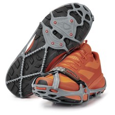 Yaktrax Run Traction Cleats for Running on Snow and Ice Gray/Red Large