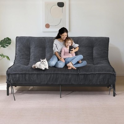 Thick 8'' Full Size Futon Mattress - Medium Firm Sleeper Sofa Bed, Roll Up Design