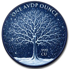 2026 Winter Maple 1 oz Colorized Dual Sided Diamond Dust 999 Copper Round in Box