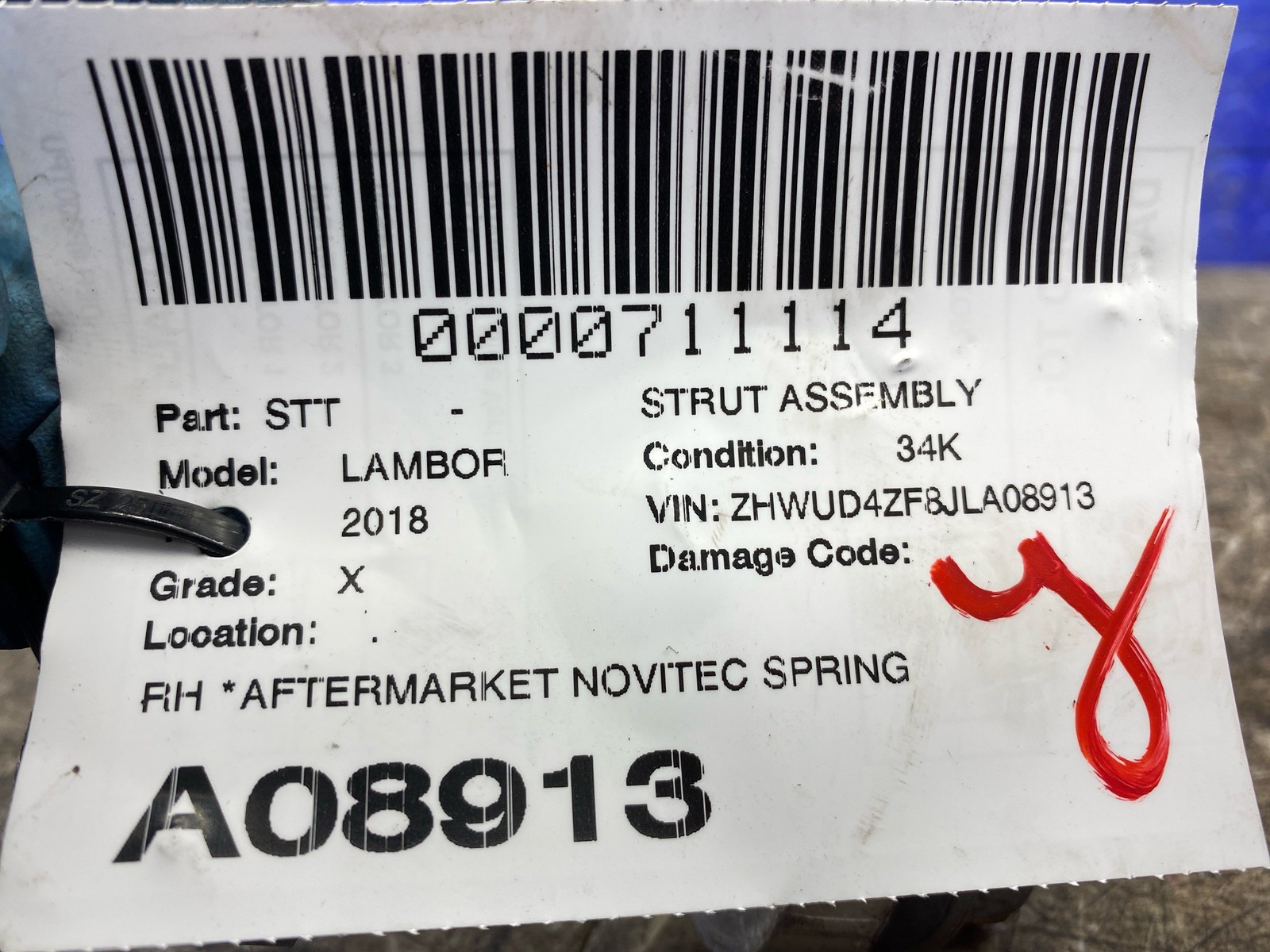 LAMBORGHINI HURACAN LP640-4 PERFORMANTE AWD FRONT RIGHT NOVITEC SUSPENSION STRUT