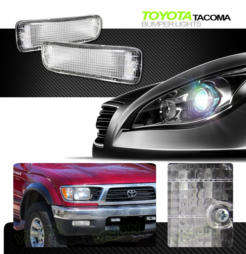 Para 95-97/00 Toyota Tacoma 4Wd/2Wd Cromo Señal de giro Aparcamiento Luces de parachoques Lámpara Foto 2 de 2