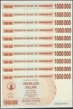 Zimbabwe 1 Million Dollars Bearer Cheque, 2008, P-53, UNC X 10 PCS