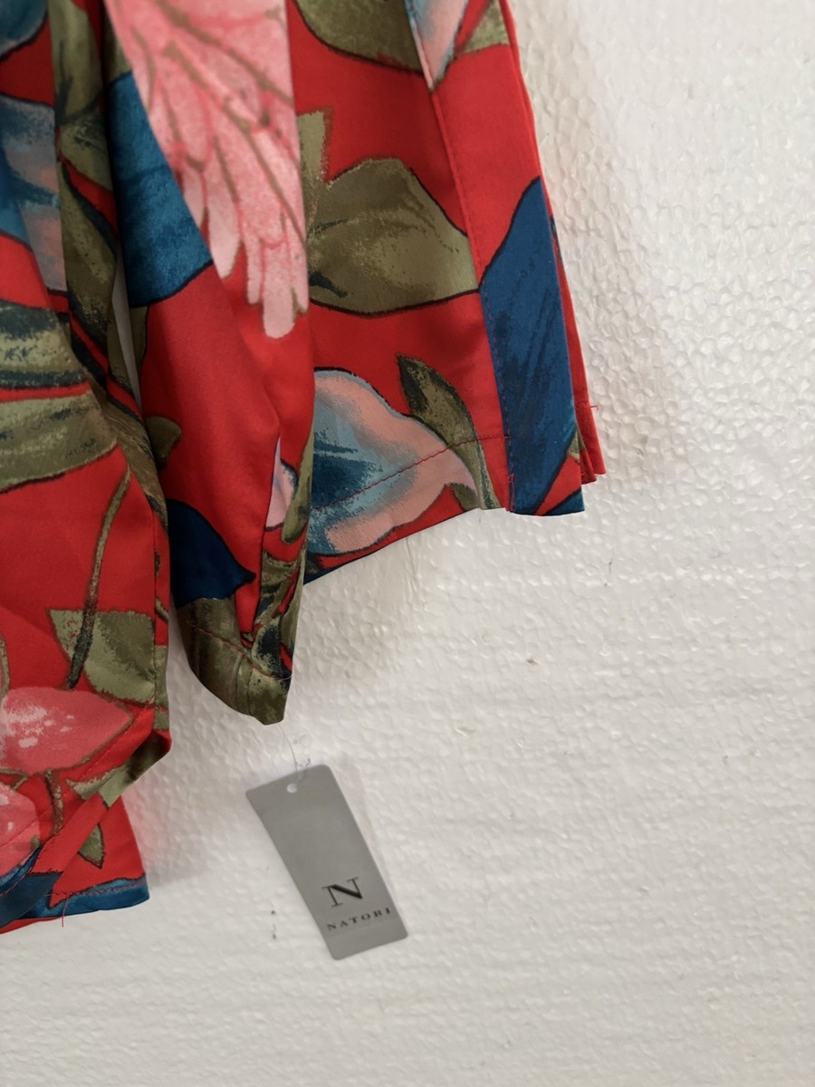 N Natori Tropical Breeze Satin Long Sleeve Pajama Set Red M NWT | eBay