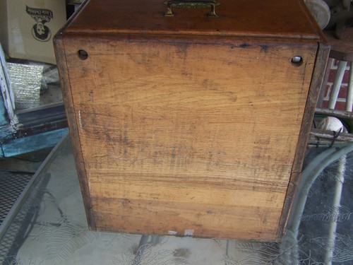 antik Vintage Eiche 1 Schublade Holz Butler Marken Papier der beste Aktenschrank - Bild 7 von 7