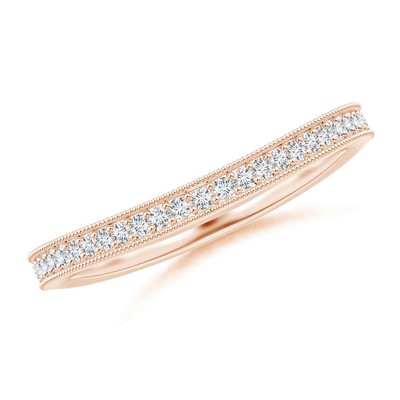 ANGARA 0.16 Ct Lab Grown Aeon Diamond Curved Wedding Ring with in 14K Gold