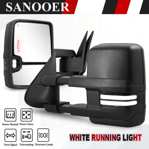 Pair Power Heated Signal Tow Mirrors For 03-07 Chevy Silverado GMC Sierra Yukon