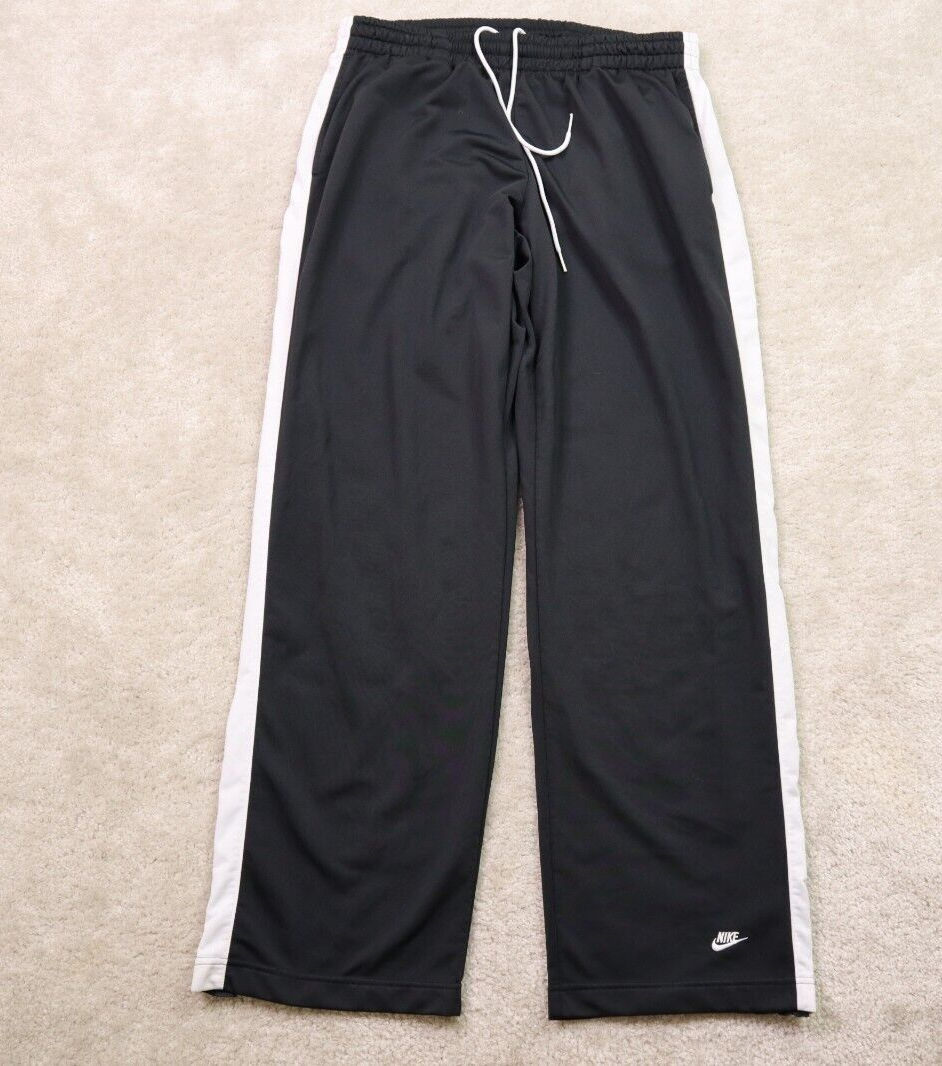 90s nike 白タグ nylon wide pants y2k teck 黒 Nike vintage y2k black swoosh embroidered logo track pants