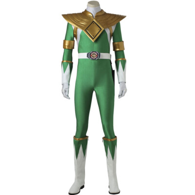 Green Ranger Costume Tommy Oliver Cosplay Outfit Dino Rangers Gold Shield