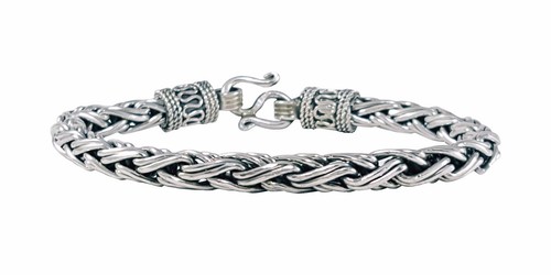 BALI NAGA WHEAT CHAIN WEAVE LINK 5.5MM STERLING SILVER 925 MENS JEWELRY BRACELET - 第 1/4 張圖片
