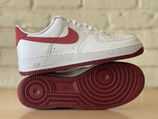 Nike Air Force 1 07 AF1 Blanco Rojo Mujer Talla 11.5/Hombre 10 Zapatos FQ7626-100 Nuevo