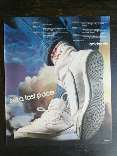 Vintage 1986 Adidas Tennis Shoes Set The Pace Full Page Original Color Ad - 第 1/1 張圖片