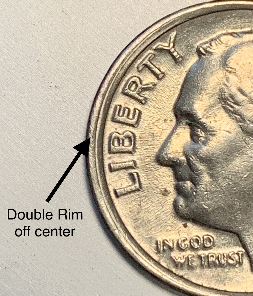 1988 P Roosevelt Dime-Error- Double Rim- Extra Leaves