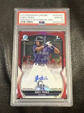 2023 Bowman Chrome Andy Perez Prospect Auto Red 3/5 PSA 10 Rockies 
