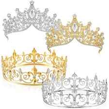 4 Pack King and Queen Crowns Set Men Women Tiara Costume Party Favor for Party