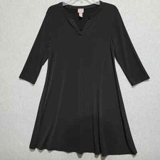 Chico's Carrie Split Dress 0 Small Black 3/4 Sleeve Split Cuff