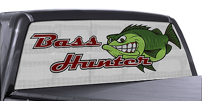 FGD Truck Rear Window Fishing Bass Hunter Perforated Vinyl Decal Wrap