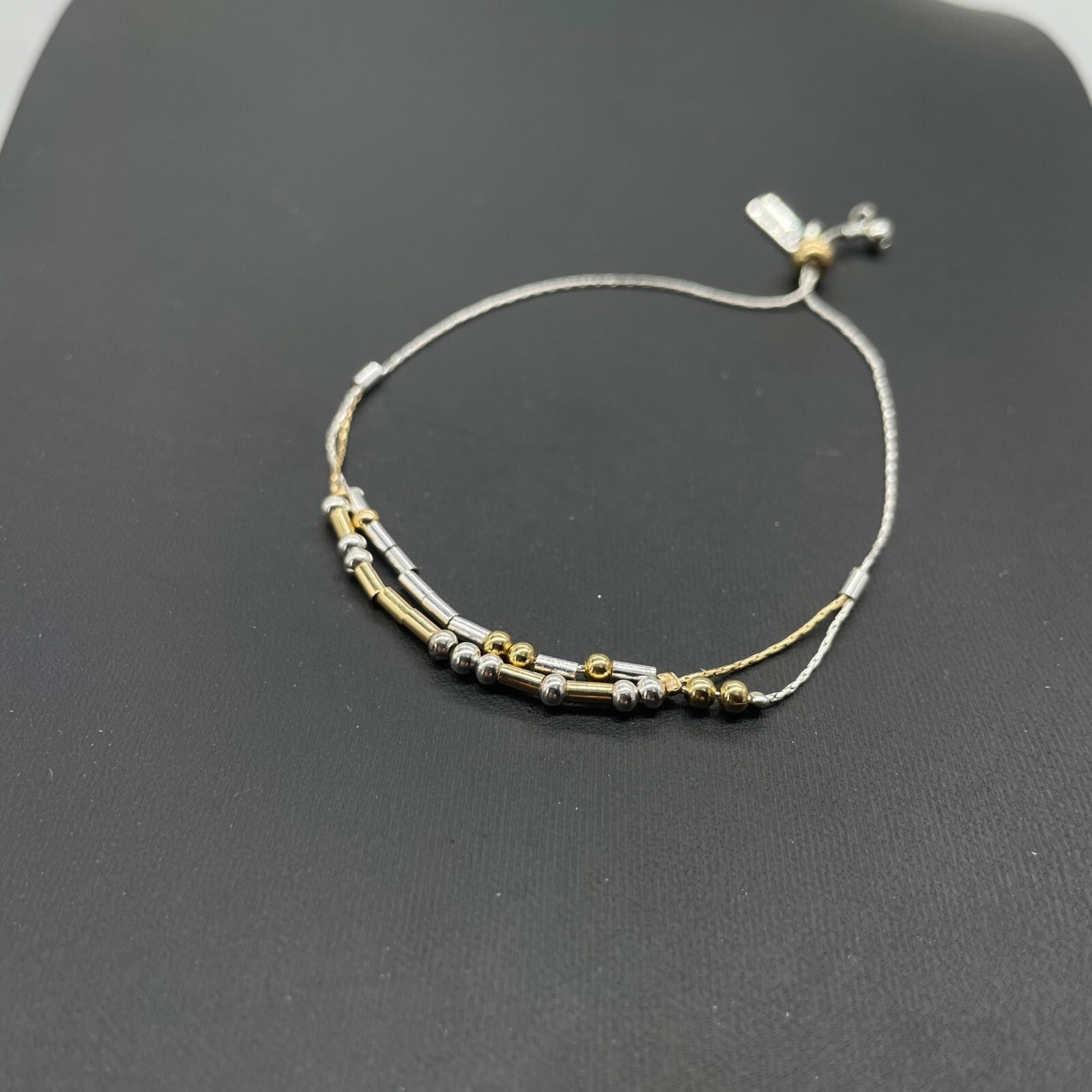 Demdaco Morse Code Bracelet Silver Gold Tone Bead… - image 8