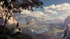 Landscape fantasy art mountains lake horizon inetgrafx Custom Gaming Mat Desk