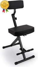 Drum Throne - Guitar Stool, Foldable Portable Chair W/ Backrest Footrest, Ad