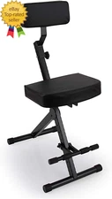 Drum Throne - Guitar Stool, Foldable & Portable Chair W/ Backrest & Footrest, Ad