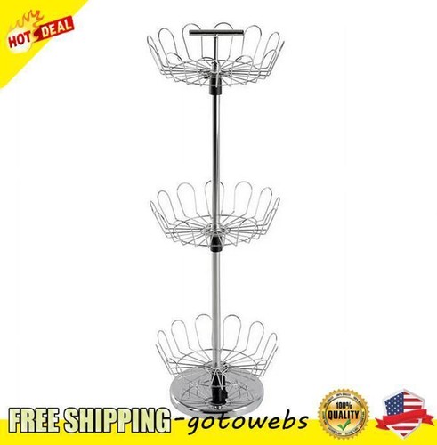 3-Tier Rotat Shoe Rack Holds Steel Organizer 18 Pair removable heels Entryway US